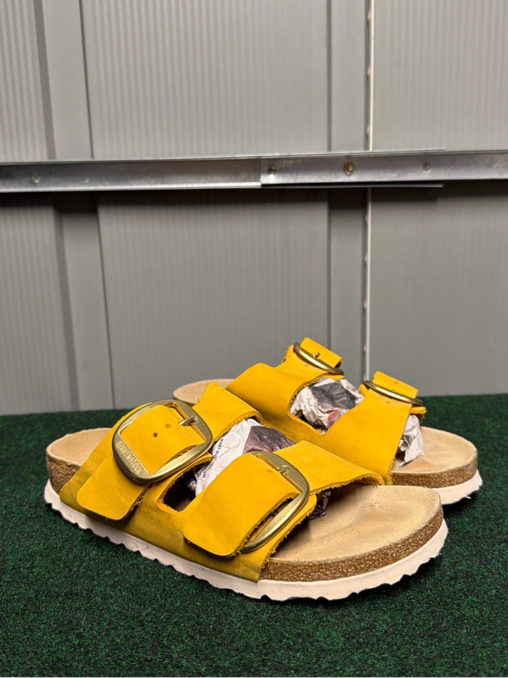 Birkenstock Arizona Big Buckle Ochre Nubuck Leather Sandals Size 36 US 5 Ladies